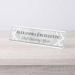 Grijze Waterverf Geometrische moderne aangepaste v Bureau Naambordje