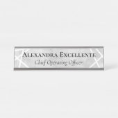 Grijze Waterverf Geometrische moderne aangepaste v Bureau Naambordje (Voorkant)