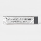 Grijze Waterverf Geometrische moderne aangepaste v Bureau Naambordje (Voorkant)