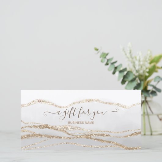 Grijze waterverf gouden logo gift certificaat (Staand voorkant)