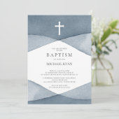 Grijze Waterverf jongens Baptisme Kaart (Staand voorkant)