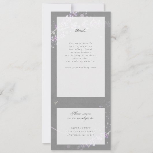 Grijze waterverf lavender bruiloft nodigt Rsvp uit Kaart (Achterkant)