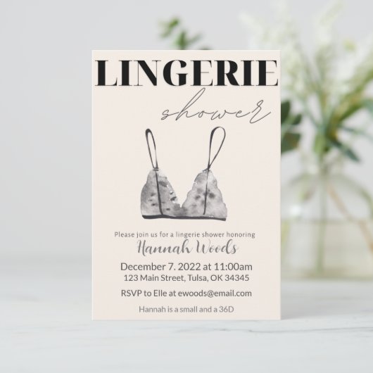 Grijze waterverf lingerie douche kaart (Staand voorkant)