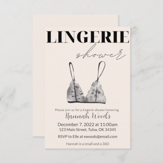 Grijze waterverf lingerie douche kaart (Voorkant / Achterkant)