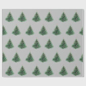  grijze Waterverf met kerstgroene pijn Cadeaupapier (Vlak)