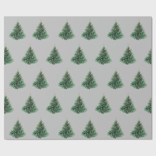  grijze Waterverf met kerstgroene pijn Cadeaupapier (Vlak)