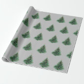  grijze Waterverf met kerstgroene pijn Cadeaupapier (Uitgerold)