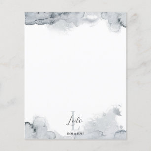 Grijze Waterverf Monogram & Naam Stationery