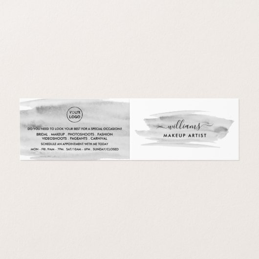 Grijze Waterverf penseelstreek, maak artistieke Lo Visitekaartje (Buitenkant ongevouwen)