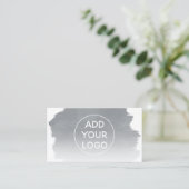 Grijze waterverf penseelstreek upload uw logo visitekaartje (Staand voorkant)