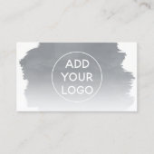 Grijze waterverf penseelstreek upload uw logo visitekaartje (Voorkant)
