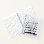 Grijze Waterverf Sardine Art Custom Monogram Naam Notitieboek (Binnen)