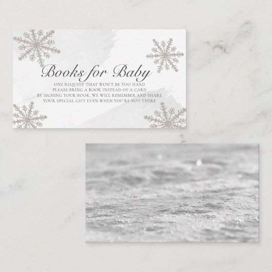 Grijze Waterverf Silver Snowflakes Book Request Informatiekaartje (Voorkant / Achterkant)