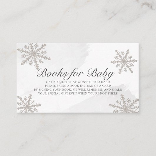 Grijze Waterverf Silver Snowflakes Book Request Informatiekaartje (Voorkant)