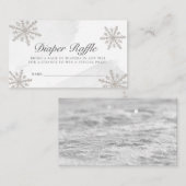 Grijze Waterverf Snowflakes Kleurere Raffle Ticket Informatiekaartje (Voorkant / Achterkant)