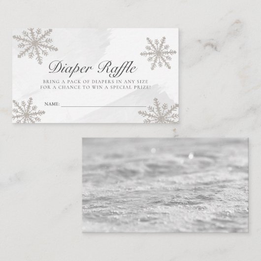 Grijze Waterverf Snowflakes Kleurere Raffle Ticket Informatiekaartje (Voorkant / Achterkant)
