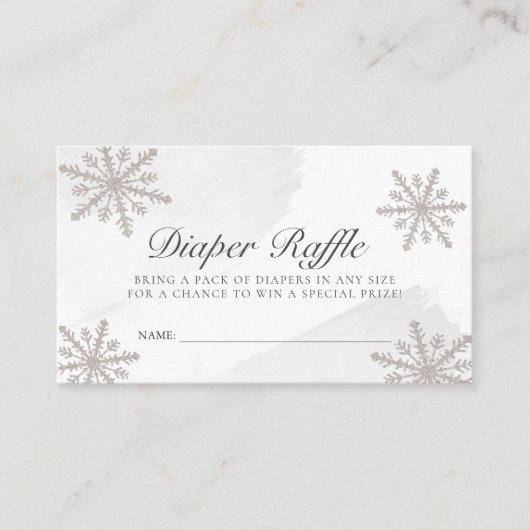 Grijze Waterverf Snowflakes Kleurere Raffle Ticket Informatiekaartje (Voorkant)