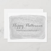 Grijze Waterverf Spider Web Halloween Briefkaart (Voorkant / Achterkant)