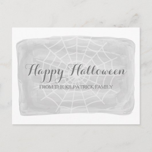 Grijze Waterverf Spider Web Halloween Briefkaart (Voorkant)