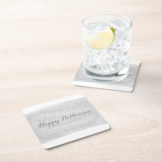 Grijze Waterverf Spider Web Halloween Kartonnen Onderzetters (Insitu)