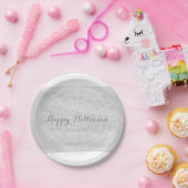 Grijze Waterverf Spider Web Halloween Papieren Bordje (Feest)