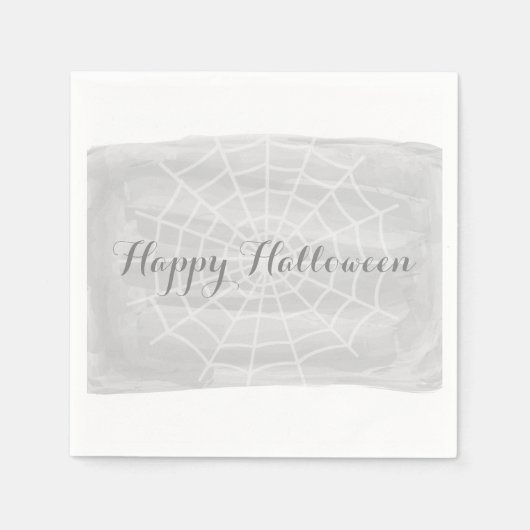 Grijze Waterverf Spider Web Halloween Servetten (Voorkant)