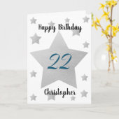 Grijze Waterverf sterren 22e verjaardag Kaart (Gele Bloem)
