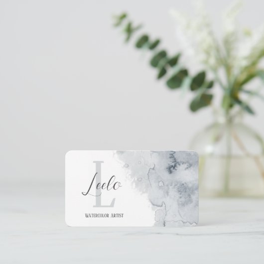 Grijze Waterverf Visitekaartje (Staand voorkant)