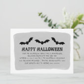 Grijze Waterverf vleermuizen Halloween Party Invit Kaart (Staand voorkant)