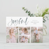 Grijze Waterverf Vrolijke Christmas Modern Collage Feestdagenkaart (Staand voorkant)