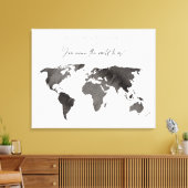 Grijze Waterverf Wereldkaart Canvas Gastboek (Insitu (Woonkamer))