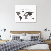 Grijze Waterverf Wereldkaart Canvas Gastboek (Insitu (Slaapkamer))