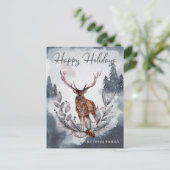 Grijze Waterverf Winterkerstvakantie Briefkaart (Staand voorkant)