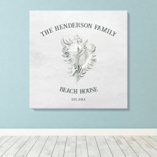 Grijze weergave Shell Canvas afdrukken (Insitu (Houten vloer))