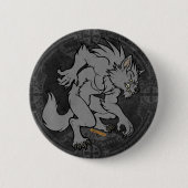 Grijze weerwolf ronde button 5,7 cm (Voorkant)