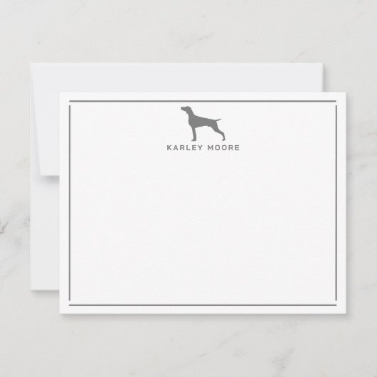 Grijze Weimaraner Hond Modern Border Stationery Notitiekaartje (Voorkant)
