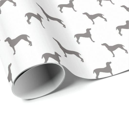 Grijze weimaraner Silhouettes op witte achtergrond Cadeaupapier (Rol Hoek)