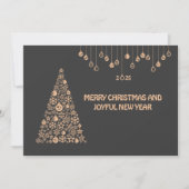Grijze wenskaart Nieuwjaar met Kerstbal & boom Feestdagenkaart (Voorkant)