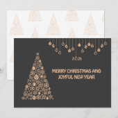 Grijze wenskaart Nieuwjaar met Kerstbal & boom Feestdagenkaart (Voorkant / Achterkant)