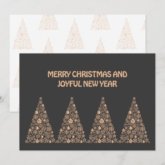 Grijze wenskaart Nieuwjaar met kerstboom  Feestdagenkaart (Voorkant / Achterkant)