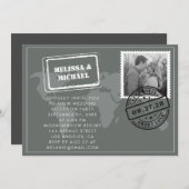 Grijze Wereldkaart bestemming bruiloft Kaart (Voorkant / Achterkant)