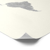 Grijze Wereldkaart op canvasachtergrond Poster (Hoek)