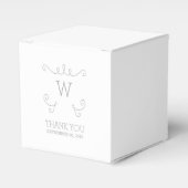 Grijze Whimsical Flourish Monogram Favor Boxes Bedankdoosjes (Voorkant Zijde)