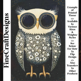 Grijze Whimsy Quirky & Funny Owl BU8 Decoupage Tissuepapier