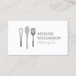 GRIJZE WHISK LEPEL SPATEL LOGO voor Catering, Chef Visitekaartje