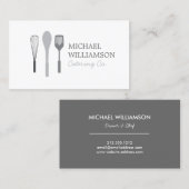 GRIJZE WHISK LEPEL SPATEL LOGO voor Catering, Chef Visitekaartje (Voorkant / Achterkant)
