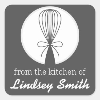 Grijze Whisk Silhouet Keukenlabels Vierkante Sticker