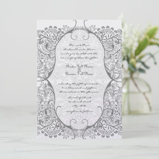 Grijze whisky Love Bird Pattern Wedding Inviting Kaart (Staand voorkant)