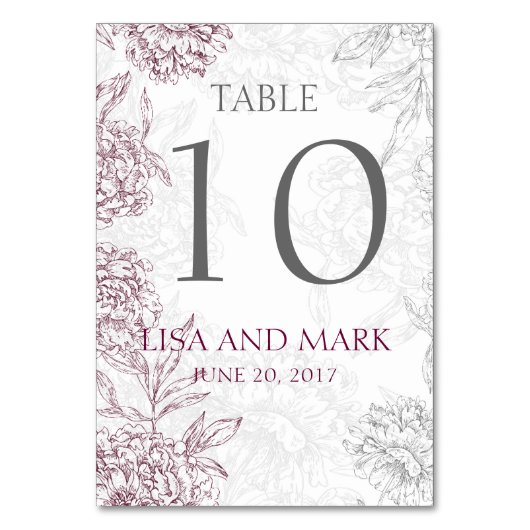 Grijze Wijn Bloemige Bruiloft Kaart (Voorkant)