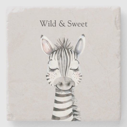 Grijze Wilde & Zoete Zebra Stenen Onderzetter (Voorkant)